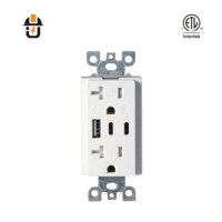 ETL Onaylı 30W 1 USB-A ve 2 USB-C Şarj Cihazı Çiftli Priz 20A 125V ABD Elektrik Prizi Kurcalamaya Dayanıklı Priz