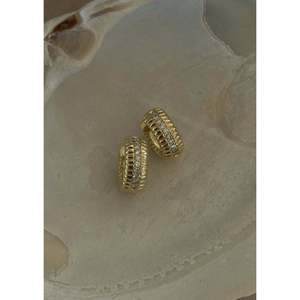 Solis Ribbed Pav Diamond Hoop <b>Earrings</b> Luxurious Diamond Jewelry - Product Image 4