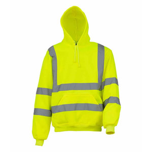 Customizable Workwear Safety Canvas <b>Hoodie</b> with Stand Collar Reflective Tape Front Construction Direct Factory Supply - Product Image 6