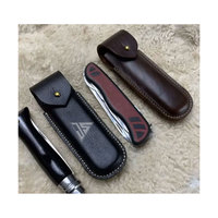 Étui en cuir de vachette marron de haute qualité pour couteau de chasse, avec rabat pliable et sangle réglable, capacité de 200 lb