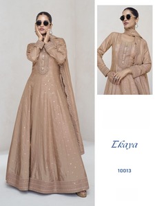 <b>Beautiful</b> Art Silk Embroidered Anarkali Suit for Women Long Flair Wedding Guest Traditional Wear Georgette Material for Parties - Product Image 3