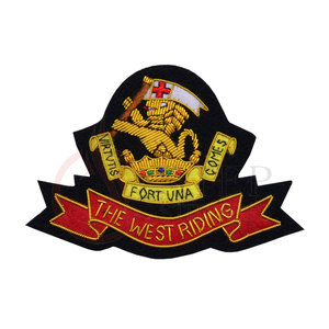 Top Quality Embroidery Fashion Royal Engineers Blazer <b>Badge</b> <b>Gold</b> Bullion Wire Hand Embroidery 65mmx85mm - Product Image 2