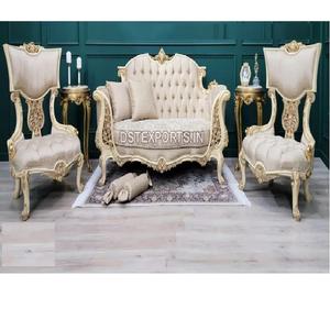 ชุดโซฟาแกะสลักลายดอกบัวหรูหรา,ชุดโซฟา5ที่นั่งแกะสลักด้วยมือสไตล์ฝรั่งเศสเฟอร์นิเจอร์ห้องนั่งเล่นคลาสสิก - Product Image 1