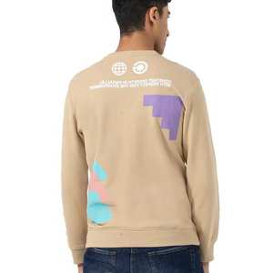 Streetwear personnalisé brodé sweat-shirt pull lourd vierge 100% coton uni épais pull à capuche à col rond pour hommes - Product Image 6