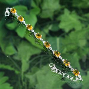 Citrine Silver <b>Bracelet</b> Handmade Yellow Gemstone Jewelry <b>Adjustable</b> Chain <b>Bracelet</b> Sterling Silver Jewelry Gift for Her Jewelry - Product Image 2