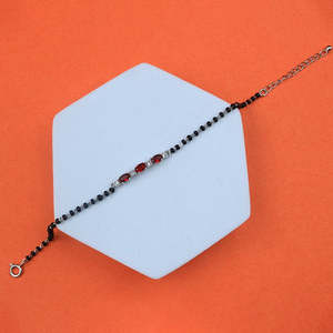 NOVAMART Fine Zarkan 18K Gold <b>Beaded</b> <b>Bracelet</b> with Ruby Red Checkered Linear Silver Design Bohemia Style for Weddings Anniversar - Product Image 3