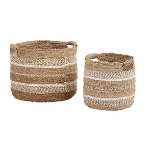 Panier en jonc de mer fabriqué à la main durable Organisateur esthétique pour la maison et la cuisine Parfait pour l'intérieur rustique de ferme et d'inspiration bohème - Product Image 2