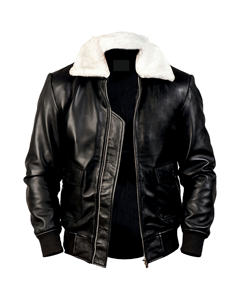 Blouson d'hiver décontracté de haute qualité en cuir à col montant Service OEM pour logo avant Position Taille XL Technique teinte unie - Product Image 1