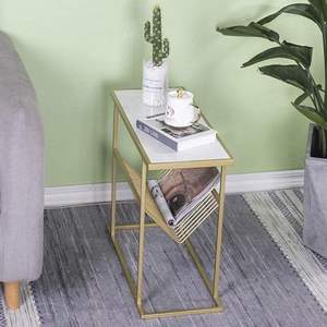 Table d'appoint ronde en métal robuste avec plateau en bois pour l'aménagement de meubles de décoration intérieure élégante - Product Image 2