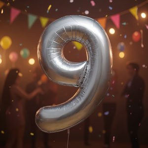 Globo de fiesta Party Love Número Plata N9 45cm Bolsa de 12 piezas - Product Image 3