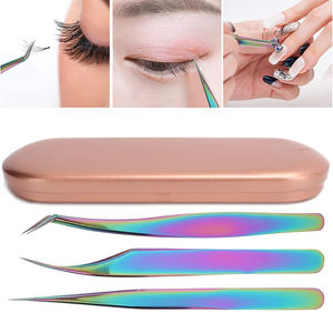Pince à cils en acier inoxydable antistatique de précision pince à épiler professionnelle à pointe de Fiber pour l'extension de cils - Product Image 2