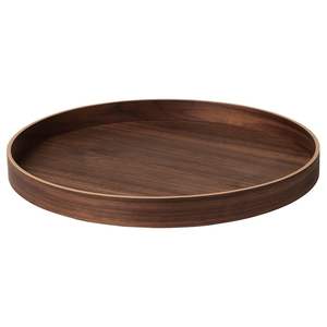 Plateau en bois rond haut de gamme pour servir le petit déjeuner apéritif café thé plateau de service en bois de noyer - Product Image 3