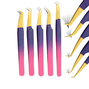 Ladies Custom Logo Pink Fiber Tip Volume Lash Tweezers Instrument de beauté en acier inoxydable pour faux cils - Product Image 2