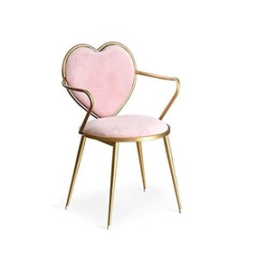 เก้าอี้ในบ้านพร้อมกำมะหยี่สีชมพูดีไซน์แบบโบราณทำจากโลหะสีทองเงางามเก้าอี้ใช้ในบ้าน - Product Image 1