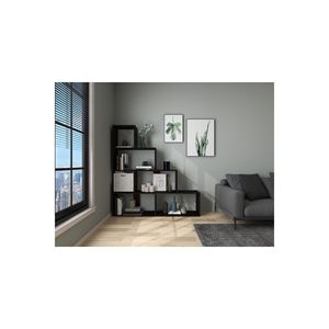 Scala Modern Design Chipboard 6-Shelf <b>Black</b> <b>Bookcase</b> Ladder Shelf Multipurpose Home Furniture Living Room Handcrafted Turkish - Product Image 3