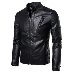 Chaqueta de cuero moderna para hombre que ofrece comodidad y estilo con una silueta ajustada y un acabado suave ajuste duradero fácil de llevar - Product Image 4