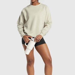 Personalizado impreso diseño raglán manga larga cuello redondo 100% algodón fondo grueso ecológico pulóver sudaderas para mujeres - Product Image 6