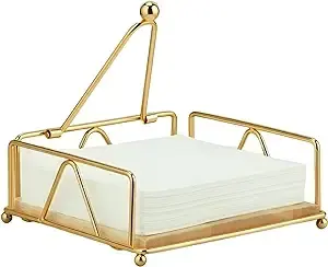Servilletero de base de madera plana de hierro de lujo, brazo dorado con embalaje para mesa de comedor, fiesta, soporte de estante de pie de Metal - Product Image 6