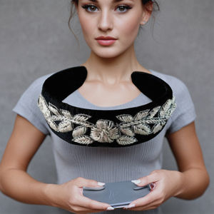 Lightweight Durable Perfectly Shaped Handmade Embroidered Velvet Headband Luxury Floral Stitch <b>Hairband</b> Fashion Accessories - Product Image 4