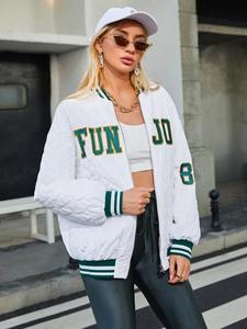 2024 blouson bombardier de baseball matelassé personnalisé pour femmes style universitaire patchs de broderie en chenille veste OEM respirante - Product Image 5