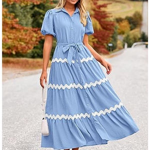 Atractiva ropa de moda de verano para mujer vestido informal Floral largo Maxi Thobe transpirable Khimar vestido con cuello en V 2025 - Product Image 6