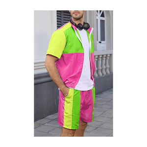 Costume 2 pièces multi-teintes à manches longues de couleur unie pour hommes Costume coupe-vent pour hommes en polyester et nylon fabriqué en usine - Product Image 4