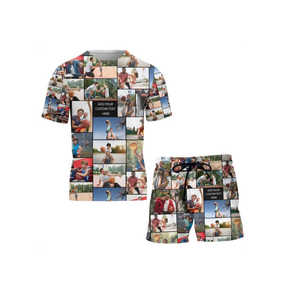 Bajo MOQ FASHION Individuación Foto y texto Combo Impresión gráfica Camiseta y pantalones cortos Activewear Set Sublimación personalizada Camisetas - Product Image 5