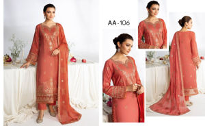 Vente chaude célèbre marque dames soie vêtements d'hiver de haute qualité robe brodée avec impression travail femmes Salwar costume - Product Image 4