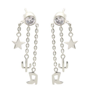 Precio al por mayor de alta calidad, Pendientes colgantes de lujo de Zirconia cúbica blanca de Plata de Ley 925 para mujer y niña, joyería hecha a mano - Product Image 1