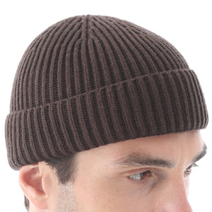 Gorro de invierno personalizado Unisex, gorro de mezcla de lana alta, diseño plisado de punto acanalado, etiqueta transpirable, gorros de pescadores personalizados, Color personalizado - Product Image 1