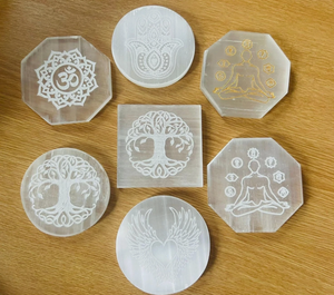 Placa de Carga de Chakra Redonda de Selenita Natural a Granel de la Mejor Calidad, Diseño de Regalo - Product Image 3