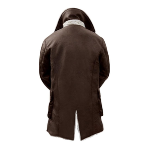 <b>Men</b> Custom Leather Shearling <b>Coats</b> Full <b>Sheepskin</b> Classic Fur Collar Retro Style Button Up Biker Jacket for <b>Men</b> - Product Image 2