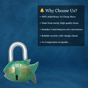 Vintage Brass Cá Ổ khóa với bộ xương phím Brass chức năng ổ khóa sưu tập cá thiết kế cổ ổ khóa đồng thau cổ điển - Product Image 3