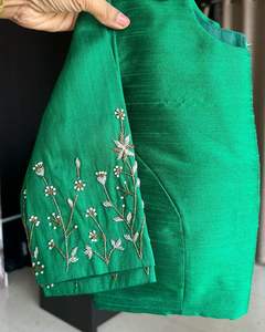 Readymade stitched Ethnic Blouse Beautiful handwork embroidery all over <b>sleeves</b> Indian <b>Bridal</b> Partywear Silk Saree matching - Product Image 4