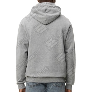 เสื้อฮู้ดผ้าผสมโพลีเอสเตอร์/คอตตอนสีเทาอ่อน ทรงหลวม กระเป๋าจิงโจ้ มีเชือกผูกฮู้ด สไตล์ลำลอง สตรีทแวร์ - Product Image 4