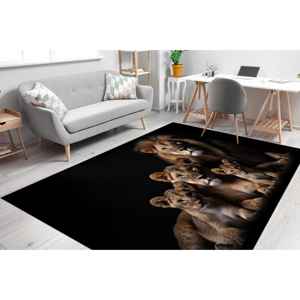 Alfombra para puerta con diseño de familia de leones: alfombra impresa con diseño de animales de safari, alfombra delgada no tejida - Product Image 3