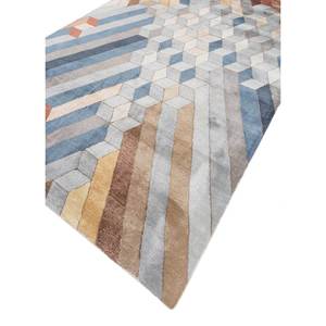 Tapis géométrique en laine et viscose tufté à la main Acar Ivory, rectangulaire 4m, pour couloir, salon, décoration intérieure, épaisseur 10mm - Modèle Tnq-4334 - Product Image 2