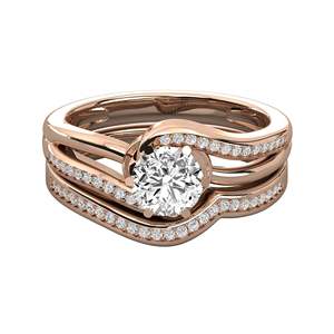 ラウンドカットダイヤモンドスワール婚約指輪 - Product Image 4