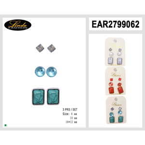 Orecchini a Lampadario Linda Fashion Placcati Oro con Cristalli Geometrici da 8 mm, Set di Gioielli da Donna per Feste - Product Image 6