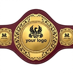Ceinture de championnat de lutte personnalisée avec placage or et design en cuir bordeaux pour événements sportifs, taille adulte, récompense de titre de combat - Product Image 3