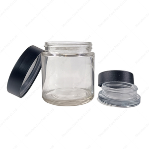 Barattolo di vetro trasparente smerigliato all'ingrosso alla rinfusa 5OZ 8OZ 100ML capacità contenitore vasetti di imballaggio con coperchi neri