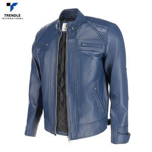 Wholesale Price High Street Long <b>Thin</b> Stand Collar Front Logo Customized Leather <b>Jackets</b> Hot Selling Winter 2025 New for <b>Men</b> - Product Image 3
