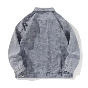 แจ็กเก็ตผ้ายีนส์อินเทรนด์สำหรับผู้ชายสไตล์เกาหลีฮิปสเตอร์เข้ารูปปักเอวทรงหลวมแบรนด์วินเทจฮิปฮอป - Product Image 6