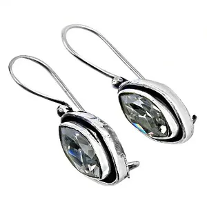 Boucles d'oreilles pendantes en argent 925 avec cristal taille marquise, sertissage clos classique pour femme, usage quotidien - Product Image 2