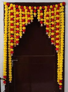 Bandhanwar-guirnalda de flores artificiales con campana, colgadores de puerta, para todos los festivales y ocasiones - Product Image 2