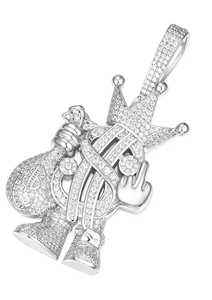 จี้เพชรโมอิสซาไนต์ทรงกลมเจียระไนแบบบริลเลียนท์ ดี-คัลเลอร์ ดอลลาร์คิง ประดับด้วยเงินแท้ 925 ชุบโรเดียม ดีไซน์มงกุฎ สำหรับงานปาร์ตี้ - Product Image 3