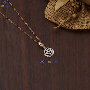 Colgante de diamante de corte brillante redondo TDW 0,12 con cadena de oro rosa certificado/no certificado Diamante Cvd Joyería de diamantes - Product Image 4