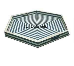 เรซิ่นยอดนิยมและฝังกระดูก รูปทรงหกเหลี่ยม อุปกรณ์ร้านอาหารและโรงแรมคุณภาพสูง ถาดเสิร์ฟสําหรับตกแต่งโต๊ะ โดย SCI - Product Image 1