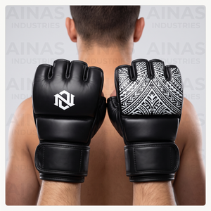 Gants unisexes demi-doigts en cuir PU respirant avec doublure en maille, personnalisables avec logo, pour toutes les saisons, vente en gros OEM, noirs, pour grappling - Product Image 2