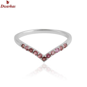Bague de luxe unisexe en argent sterling 925 avec tourmaline rose naturelle et bijoux en perles d'occasion de mariage en diamant de pierre principale - Product Image 2